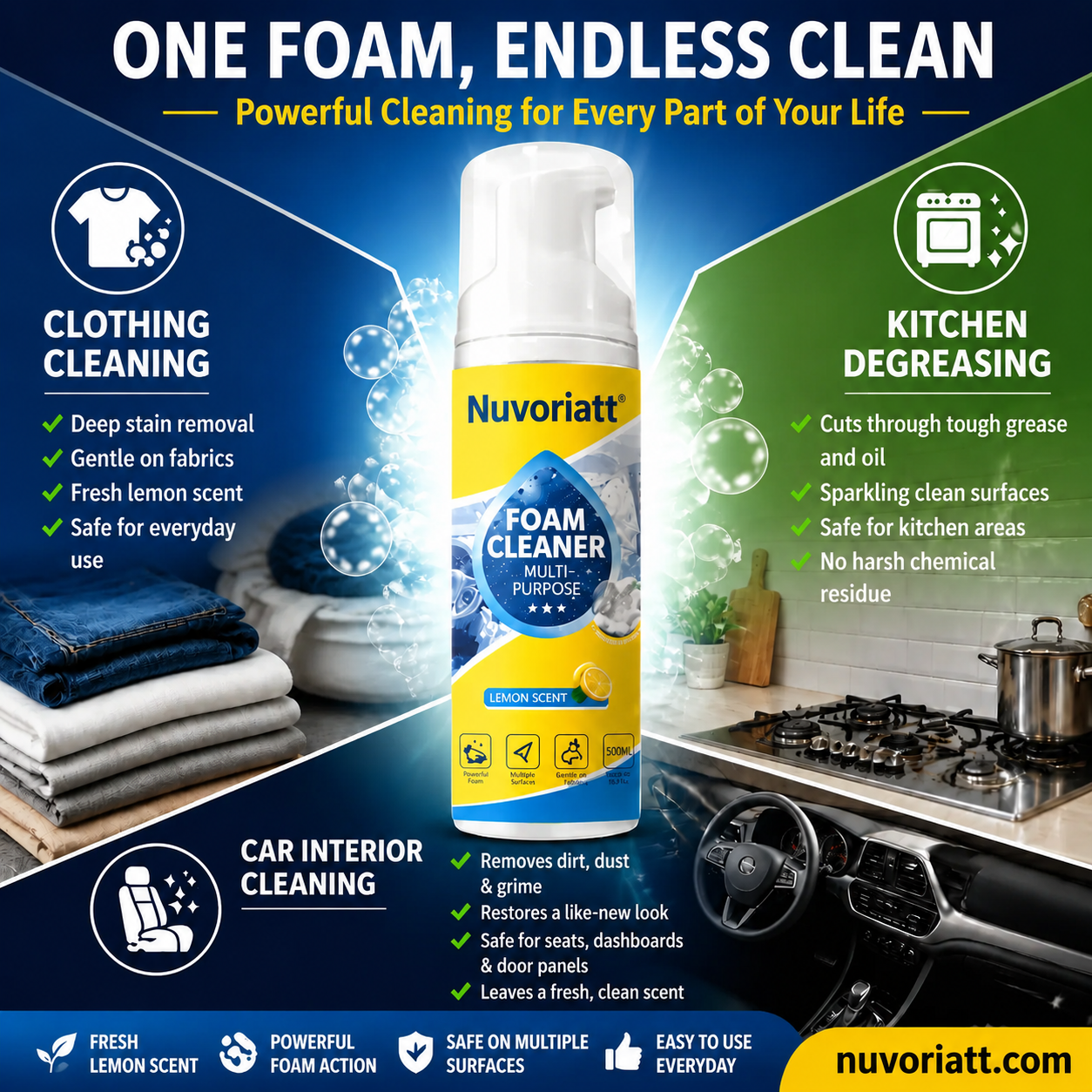 2026 HOT SALE 50K+ SOLD! 50% OFF! Grease & Stain Remover – Foam action, no harsh chemicals. Works on coffee, ink & oil. A true all‑rounder.
