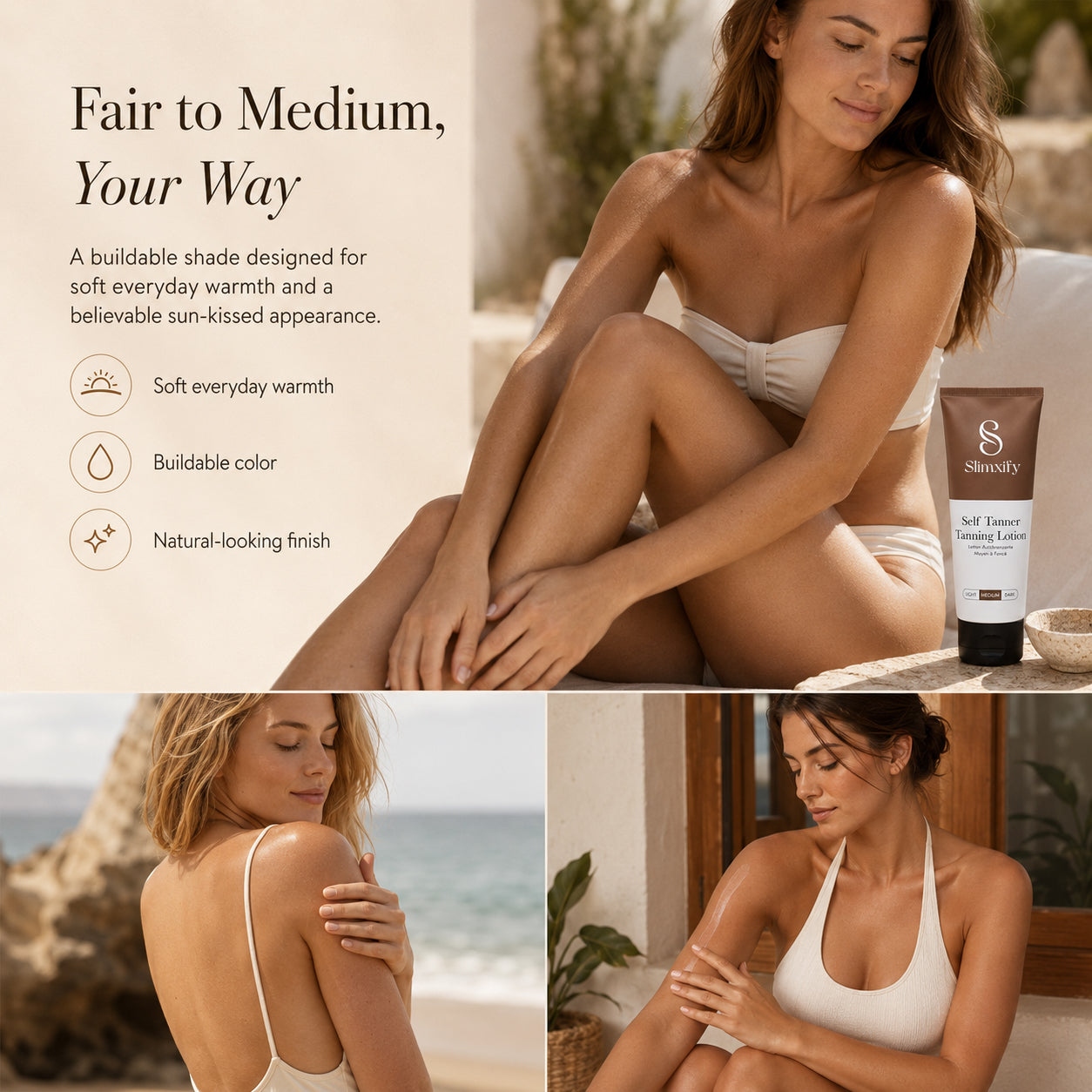 🔥Slimxify® Self Tanner Body Lotion 🌞 Best Gradual Natural Bronzed Sunless Hydrating Streak Free Tanning Glow