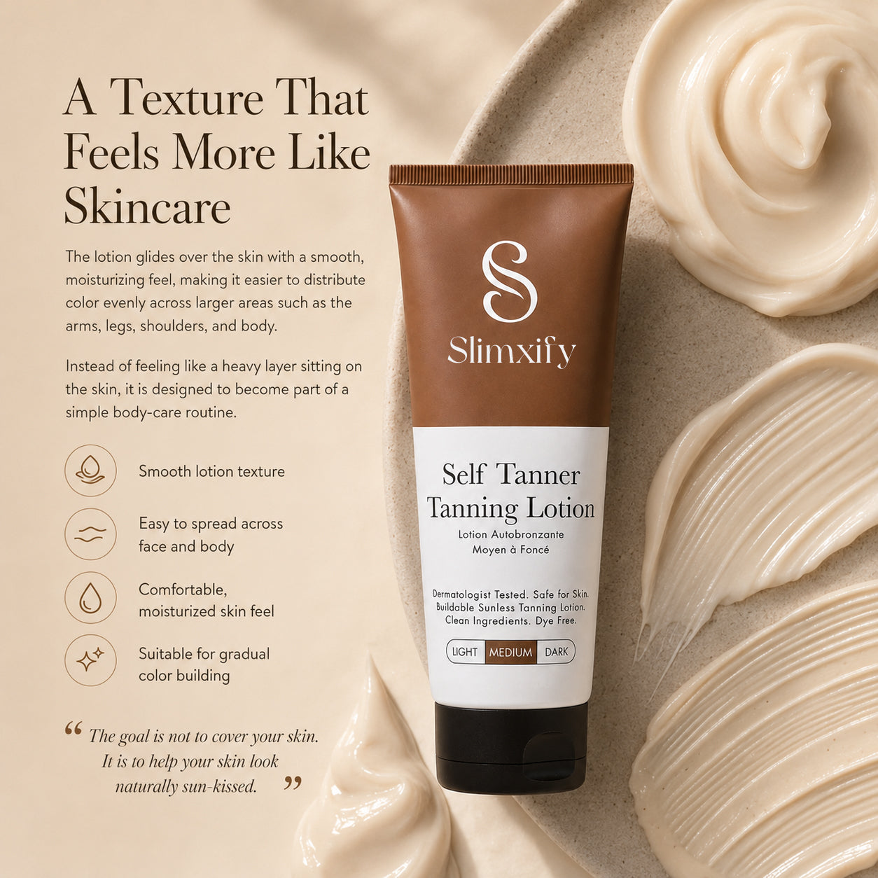 🔥Slimxify® Self Tanner Body Lotion 🌞 Best Gradual Natural Bronzed Sunless Hydrating Streak Free Tanning Glow