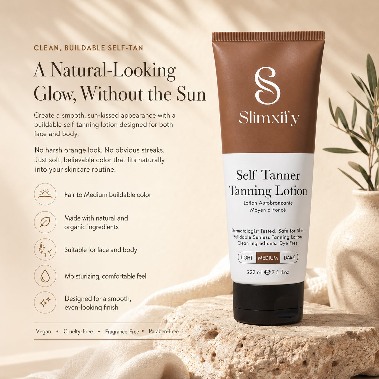 🔥Slimxify® Self Tanner Body Lotion 🌞 Best Gradual Natural Bronzed Sunless Hydrating Streak Free Tanning Glow
