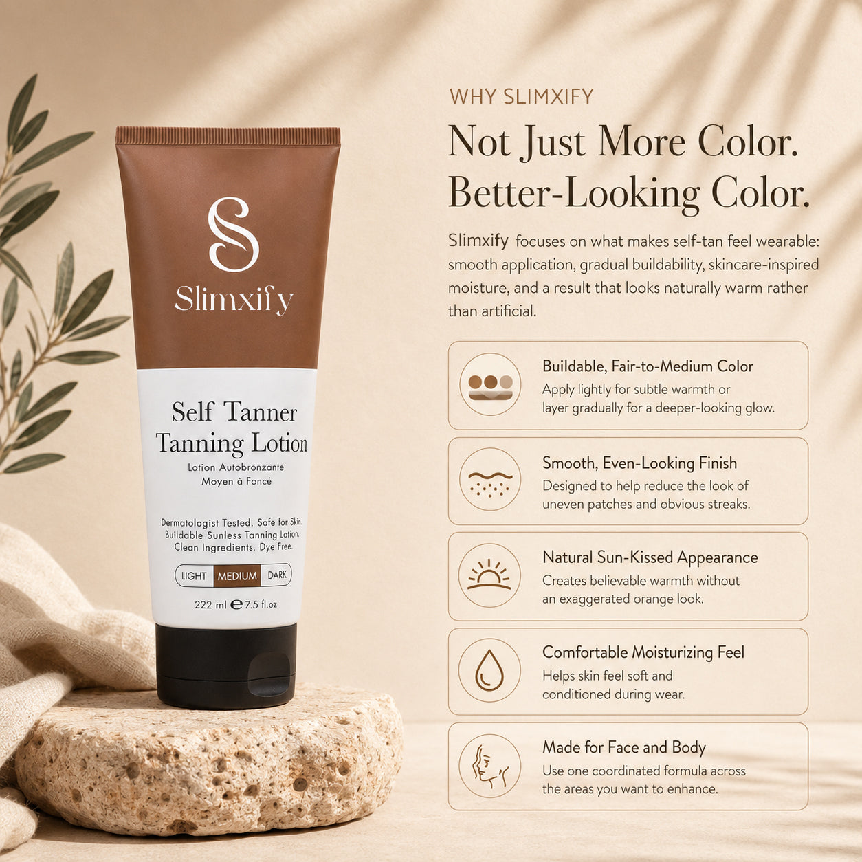 🔥Slimxify® Self Tanner Body Lotion 🌞 Best Gradual Natural Bronzed Sunless Hydrating Streak Free Tanning Glow