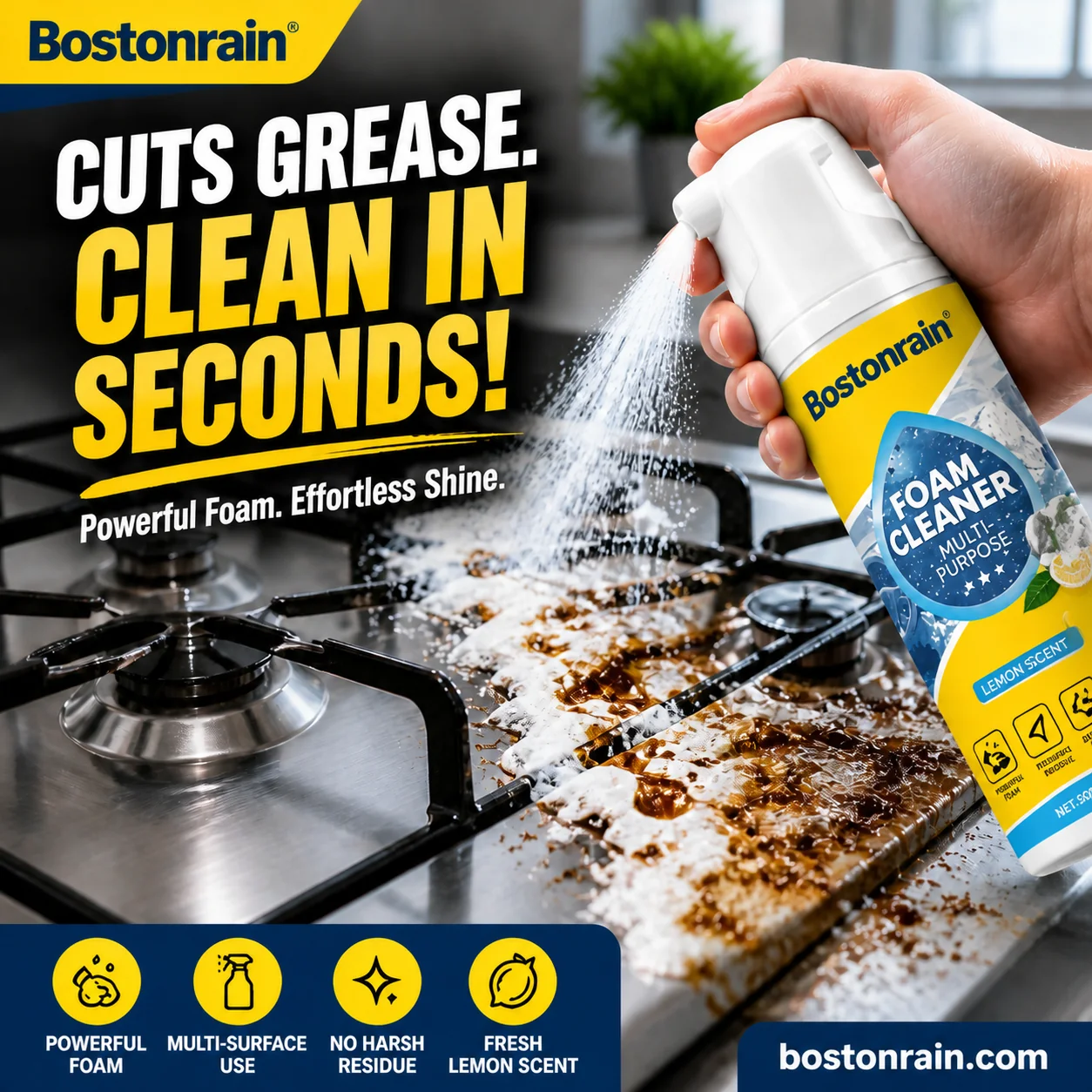 🥳2026 HOT SALE🥳💞50K+ SOLD!🧴💚 50% OFF! Grease & Stain Remover – Foam action, no harsh chemicals. Works on coffee, ink & oil. A true all‑rounder. 🏠✅